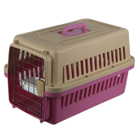 YES4PETS New Medium Dog Cat Rabbit Crate Pet Airline Carrier Cage With Bowl & Tray Pink V278-FC-610-W-BOWL-TRAY-PINK