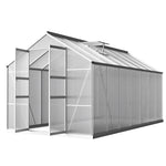 Greenfingers Greenhouse 4.1x2.5x2.26M Double Doors Aluminium Green House Garden Shed GH-ALU-C-410X250-DOU-AB