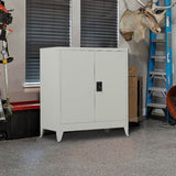 Two-Door Metal Short Cabinet Shelf Storage for Home Office Gym V63-844391