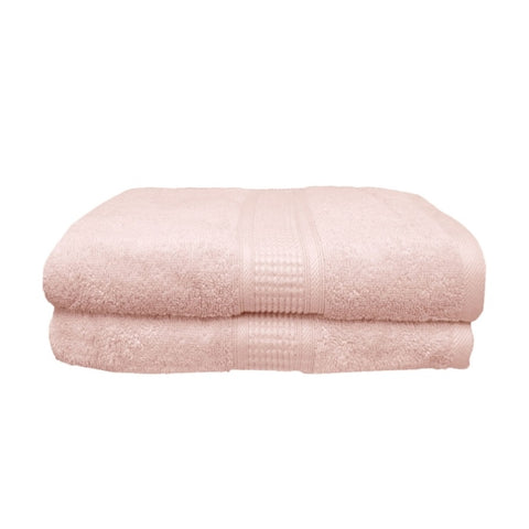 Set of 2 Coral Combed Cotton Bath Sheets 80 x 160 cm V442-ABR-TOWEL-SETOF2BATHS-CORAL-RE