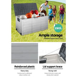 Gardeon Outdoor Storage Box 290L Lockable Organiser Garden Deck Shed Tool Grey OSB-290L-GG