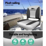 Seamanship 2X Folding Boat Seats Marine Swivel Low Back 13cm Padding Charcoal BS-86202-GC-40