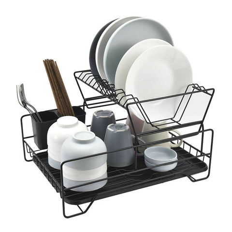 2 Tier Dish Drainer with Cutlery Holder White V498-2TIERSHELFWH