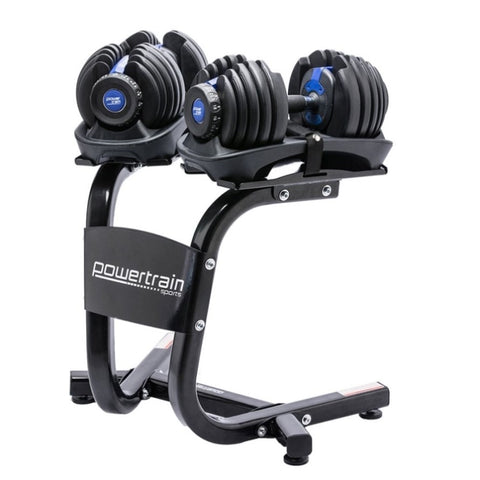 48KG Powertrain Adjustable Dumbbell Set With Stand Blue DMB-BF1-024-2S-BU