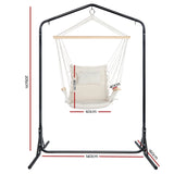 Gardeon Outdoor Hammock Chair with Stand Swing Hanging Hammock Garden Cream HM-CHAIR-ARM-CREAM-U