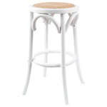 Aster Round Bar Stools Dining Stool Chair Solid Birch Timber Rattan Seat White V315-VOD-CAFE-22