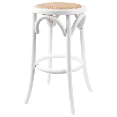 Aster Round Bar Stools Dining Stool Chair Solid Birch Timber Rattan Seat White V315-VOD-CAFE-22