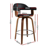 Artiss 2x Bar Stools Leather Seat Wooden Legs BA-TW-8036-BKX2