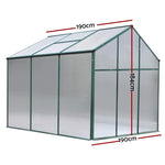 Greenfingers Greenhouse 1.9x1.9x1.83M Aluminium Polycarbonate Green House Garden Shed GH-ALU-190X190-GN-AB