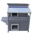 YES4PETS 2 Story Outdoor Cat Shelter Condo with Escape Door Rainproof Kitty House V278-CH426