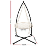 Gardeon Hammock Chair Nest Web Outdoor Swing with Steel Stand 100cm HM-CHAIR-NEST-CREAM-X