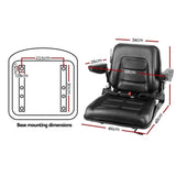 Giantz Tractor Seat Forklift Excavator Universal Suspension Armrest Truck Chair TS-FORKLIFT-B163ARM-BK