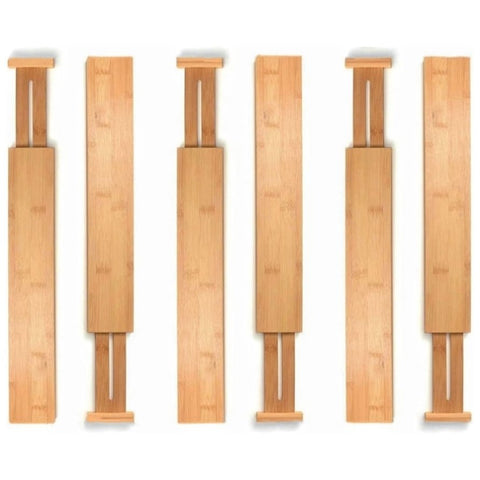 Gominimo Bamboo Drawer Dividers 44-55cm Premium Anti-Slip Rubber Pad 6 Set V227-3720402123100