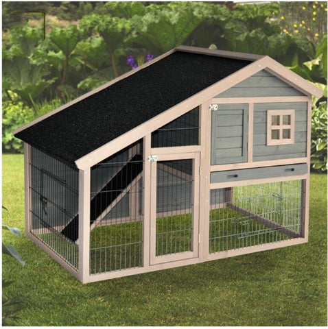 YES4PETS Grey Chicken Coop Rabbit Hutch Ferret Cage Hen Chook House V278-RH393