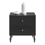 Sarantino Diego Bedside Table Night Stand with 2 Drawers - Black TBL-075-05-BK