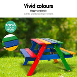 Keezi Kids Wooden Picnic Table Set with Umbrella ODF-KID-PICNIC-UM-CFL