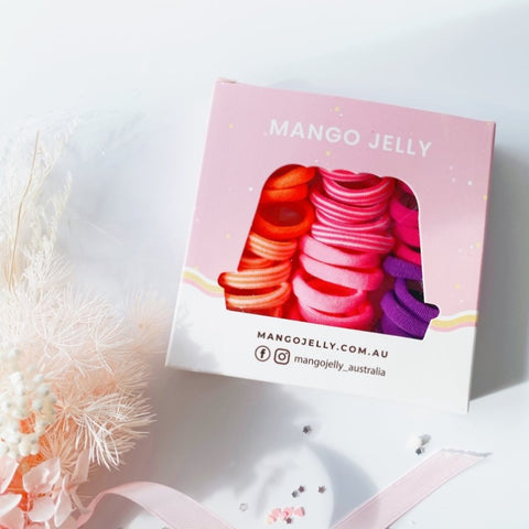 MANGO JELLY Metal Free Hair Ties - Candy 36P - Six Pack V659-METALFREE-3CM-36P-CANDY-6-P