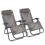 Gardeon 2PC Zero Gravity Chair Folding Outdoor Recliner Adjustable Sun Lounge Camping Beige FF-ZGC-BEX2