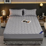 SOGA 2X Grey 153cm Wide Mattress Cover Thick Quilted Stretchable Bed Spread Sheet Protector with BCOVER4003X2