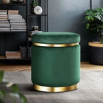 Artiss Ottoman Foot Stool Round Velvet Green FS-B-675-VEL-GN