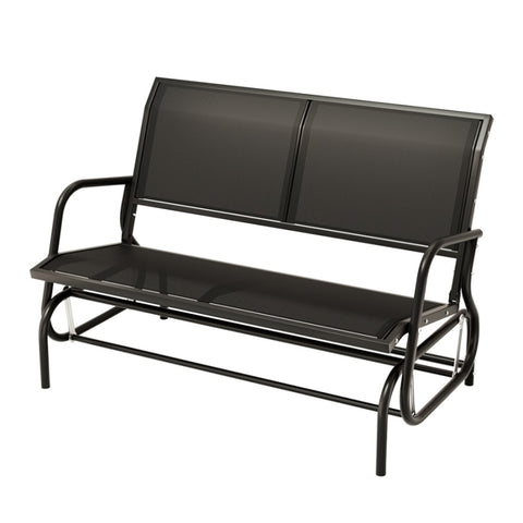 Gardeon Outdoor Garden Bench Seat Swing Glider Rocking 2 Seater Patio Furniture Black GB-STEEL-SWING-BK