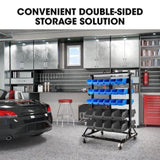 BAUMR-AG 52 Parts Bin Rack Storage System Mobile Double-Sided - Blue V219-STRBRKBMRAM52B