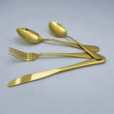 24-piece Gold Cutlery Flatware Stainless Steel Silverware Set Reflective Mirror Finish V63-838571