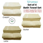 Pack of 4 Uranus Cotton Bath Towel Set Butter V442-ABR-TOWEL-PACKOF4URANUS-BUTTER-RE