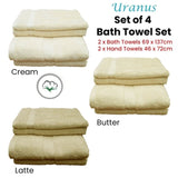 Pack of 4 Uranus Cotton Bath Towel Set Cream V442-ABR-TOWEL-PACKOF4URANUS-CREAM-RE