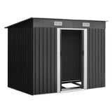 Giantz Garden Shed 2.38x1.31M w/Metal Base Sheds Outdoor Storage Tool Workshop Sliding Door SHED-FLAT-4X8-BASE-ABC