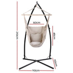 Gardeon Hammock Chair Outdoor Camping Hanging with Steel Stand Cream HM-CHAIR-PILLOW-CREAM-X