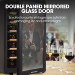 POLYCOOL 72L 28 Bottle Wine Bar Fridge Countertop Cooler Compressor Mirrored Glass Door, Black V219-APPWCLPY3TKA
