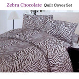 Polyester Cotton Zebra Quilt Cover Set Double V442-ABR-QUILTCS-LUNAZEBRA-CHOCOLATE-DS