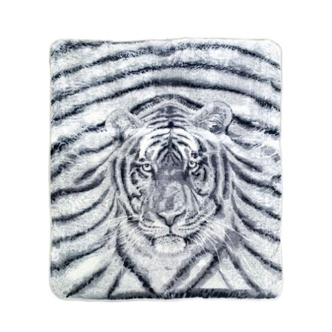 J.Elliot Home 350gsm Tiger Photo Mink Blanket V442-IDC-BLANKET-TIGERPHOTO-GREY-QS