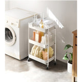 SOGA 3 Tier Steel White Foldable Kitchen Cart Multi-Functional Shelves Portable Storage Organizer KITCHENXY012