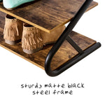 Matte Black Frame Rustic Wood 3-Tier Medium Shoe Rack Shelf Stand Storage Organizer V278-SHOE-RACK-3-TIER