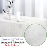 Leaves Off White Luxury Jacquard Tablecloth 145 x 225 cm V442-ABR-TABLEC-LEAVES225-OFFWHITE-RE