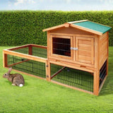 i.Pet Chicken Coop 155cm x 49cm x 90cm Rabbit Hutch Large Run Wooden Cage House Outdoor PET-GT-WOOD-R1420