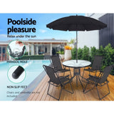 Gardeon Outdoor Bar Table Glass Cafe Table Steel Side Parasol Hole FF-TABLE-GL80