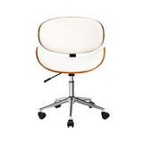 Artiss Wooden Office Chair Leather Seat White OCHAIR-BS-5429-WH