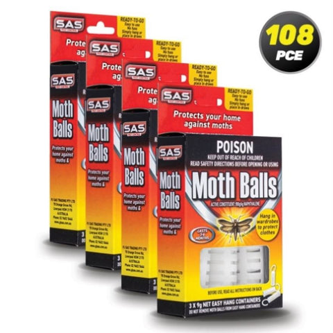 SAS Pest Control 108PCE Mothball Hang Hook Casing Fast Action Effective 9g V293-187874-108