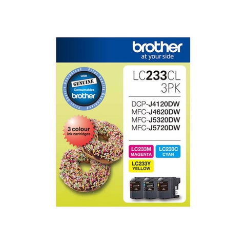 Brother LC-233 Colour Value Pack Cyan, Magenta, Yellow 3 Cartridges V177-D-B233CMY