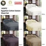 Ramesses 1450TC Egyptian Cotton Sateen Sheet Set Cream Queen V442-KIT-SHEETS-1450TCEGYPTIANCOTTON-CREAM-QS