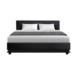 Artiss Bed Frame King Size LED Gas Lift Black LUMI BFRAME-E-LUMI-K-BK-ABC