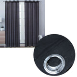 Pair of Solid Colour Sheer Eyelet Curtains 137 x 213 cm Black V442-BZO-CURTAIN-PAIRSHEEREYELET-BLACK-RE