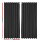 Artiss 2X Blockout Curtains Eyelet 300x230cm Black BC-MATT-300X230-BK