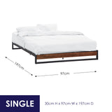 Sorrento Metal and Wood bed base - Single ABM-10002259