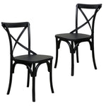 Rustica 2pc Set Dining Chair X-Back Solid Timber Wood Seat Black V315-VHND-STRA-01-2PC-KIT