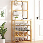 Large Wooden 5 Tiers Hat Coat Stand Clothes Shoe Rack Hanger Hooks Shelf Storage V63-840271