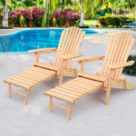 Gardeon 2PC Adirondack Outdoor Chairs Wooden Sun Lounge Patio Furniture Garden Natural FF-BEACH-CHOTTO-NTL-2X